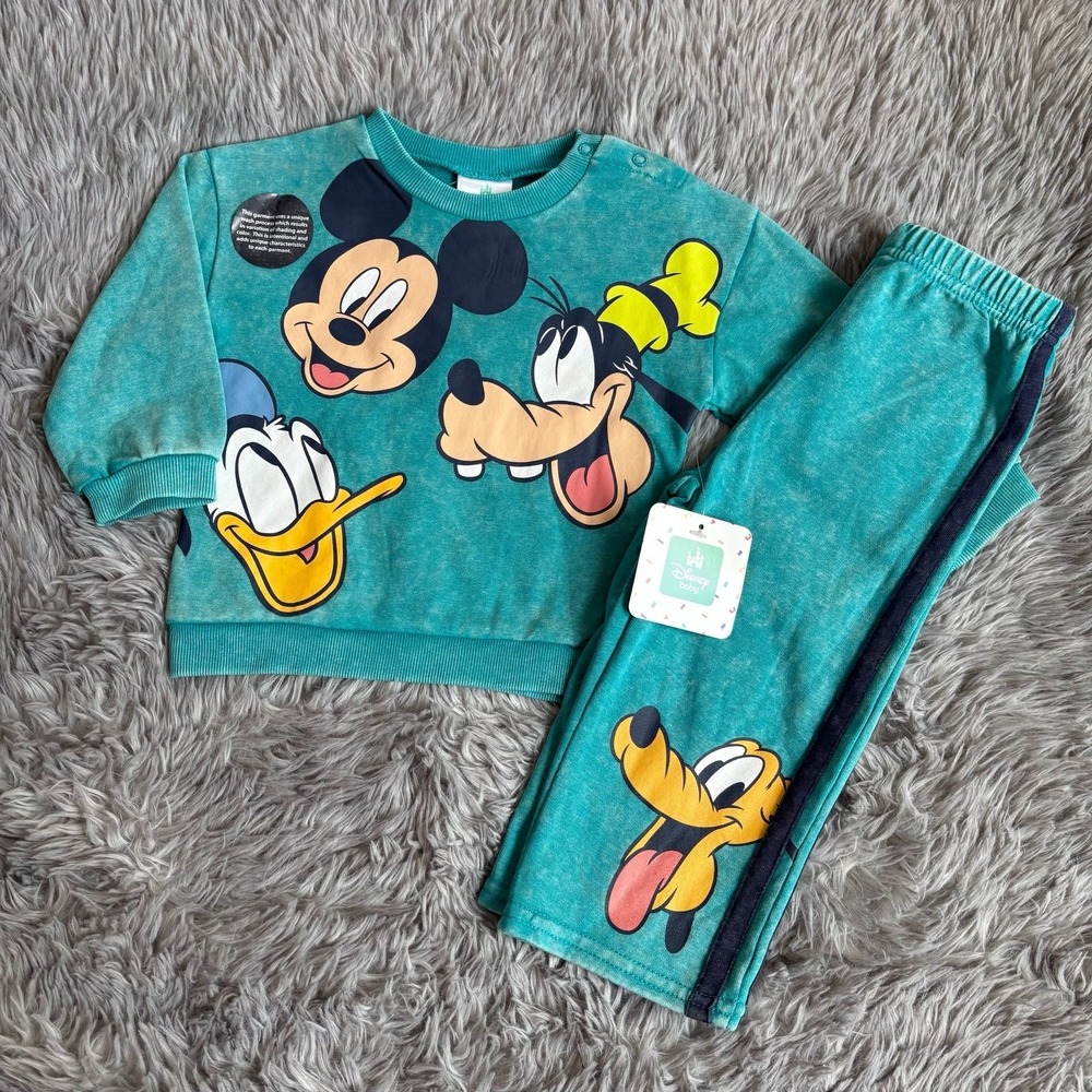 Disney Mikey Sweats Set Turquoise Characters 12 Months NEW